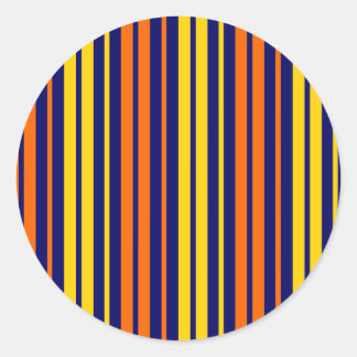 Gelb und Orange Vertikale Streifen Navy Blau Runder Aufkleber