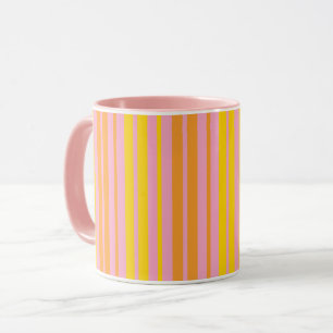 Gelb und Orange Vertikale Streifen Rosa Tasse