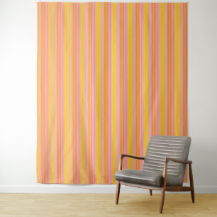Gelb und Orange Vertikale Streifen Rosa  Wandteppich