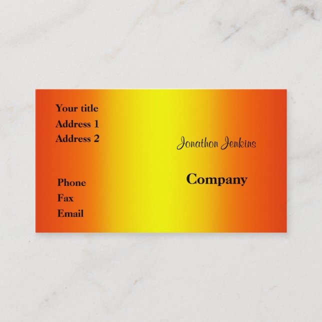 gelb und orange visitenkarte (Vorderseite)