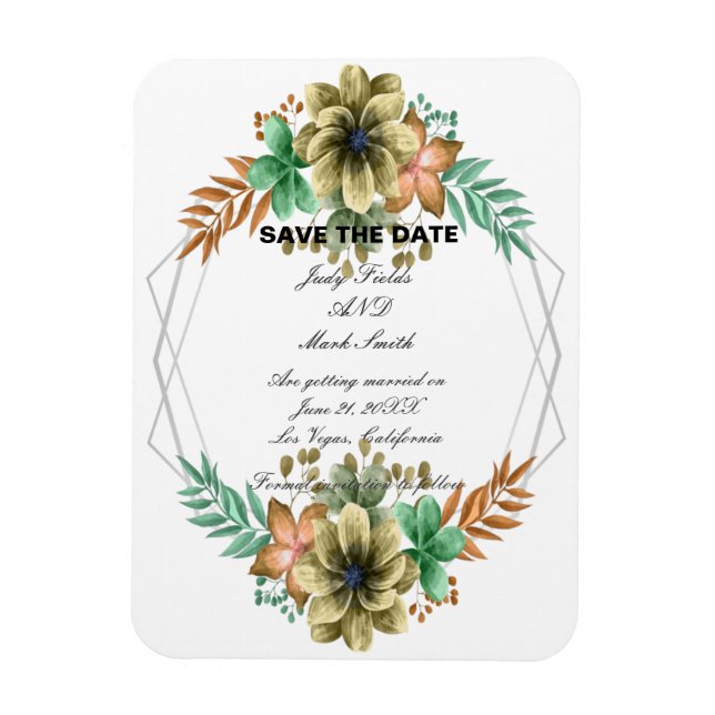 Gelb- und Orangefarbene Blüten Save the Date Magnet (Vertikal)