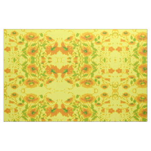 Gelb- und orangefarbener Blumenstoff Stoff