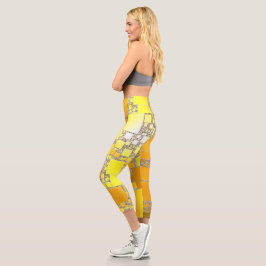 Gelb und Orangen Capri Leggings