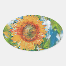 Gelb- und Orangenblütenmalerei Ovaler Aufkleber