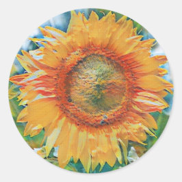 Gelb- und Orangenblütenmalerei Runder Aufkleber