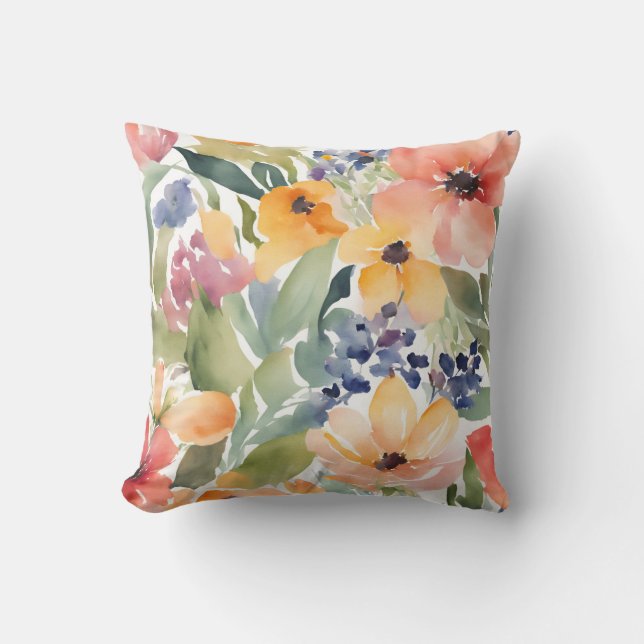 Gelb und Pfirsichfarben Blume Kissen (Vorderseite)