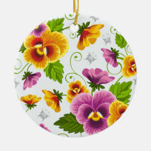 Gelb- und rosa Blumenmuster Keramikornament