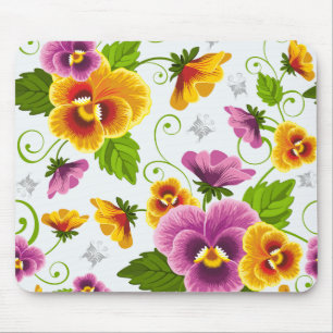 Gelb- und rosa Blumenmuster Mousepad