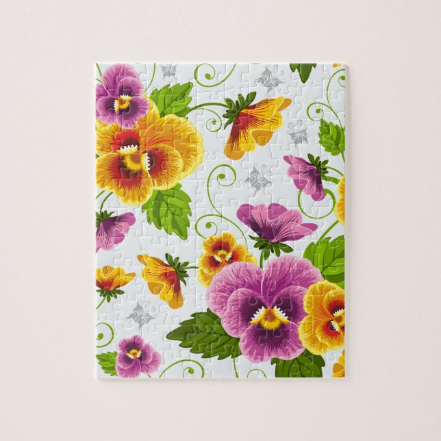 Gelb- und rosa Blumenmuster Puzzle (Vertikal)