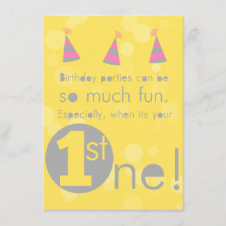 Gelb und Rosa Einladung zum 1. Geburtstag