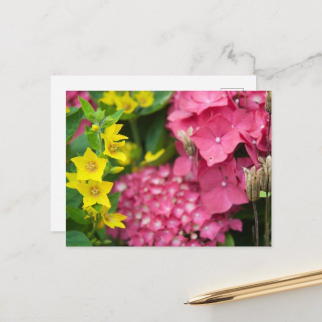 Gelb und Rosa Feiertagspostkarte (Vorderseite/Rückseite Beispiel)