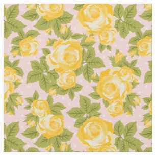 Gelb und Rosa Girl-Vintage Rose Blumendruck Stoff