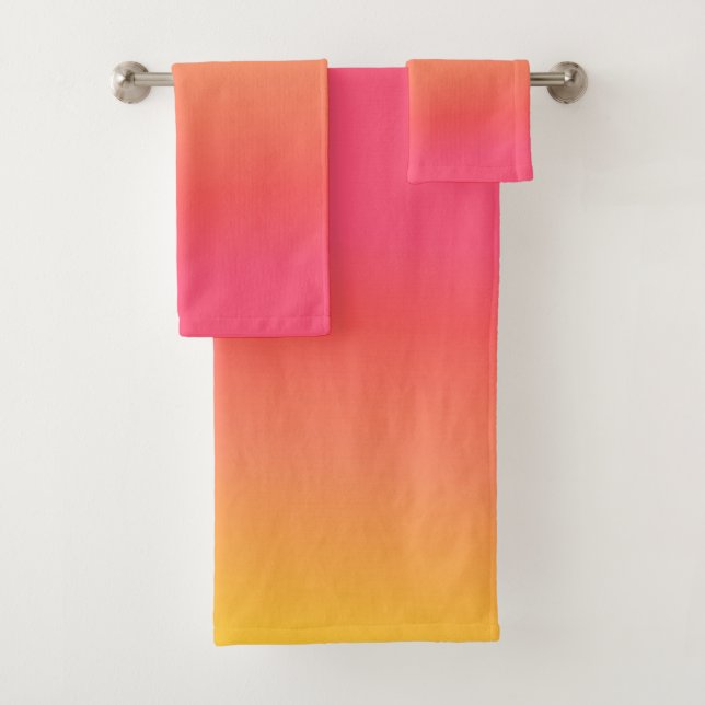 Gelb und rosa glänzen badhandtuch set (Insitu)
