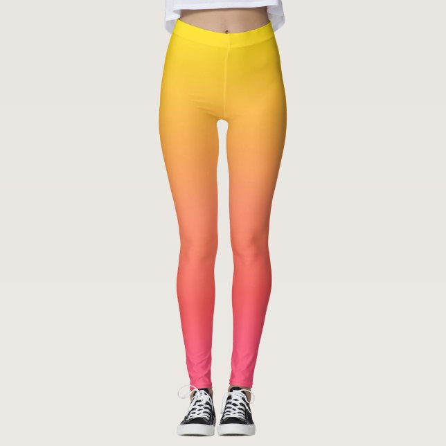 Gelb und rosa glänzen leggings (Vorderseite)