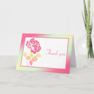 Gelb und rosa Peony auf Weiß Danke Karte
