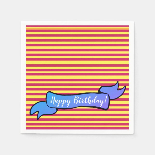 Gelb und Rosa zum Geburtstag Napkins Serviette (Vorderseite)