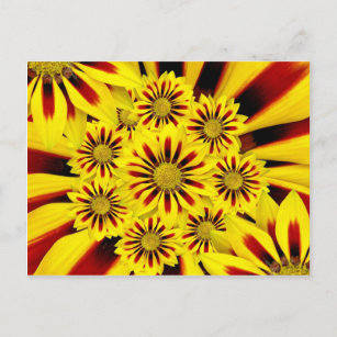 Gelb und rot gestreifte Gerbera Daisy Sonnenblume Postkarte