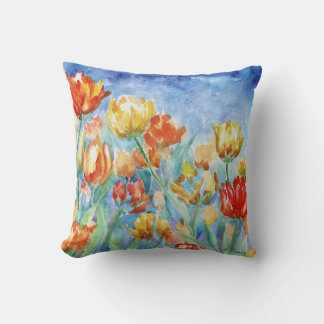Gelb und Rot-Tulips-Kissen Kissen