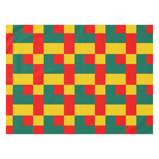 Gelb- und roter Blockdruck Kurz Tischdecke (Vorderseite (Horizontal))