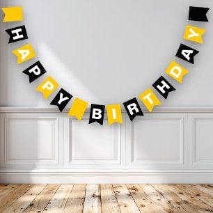 Gelb und Schwarz Alles Gute zum Geburtstag Wimpelkette