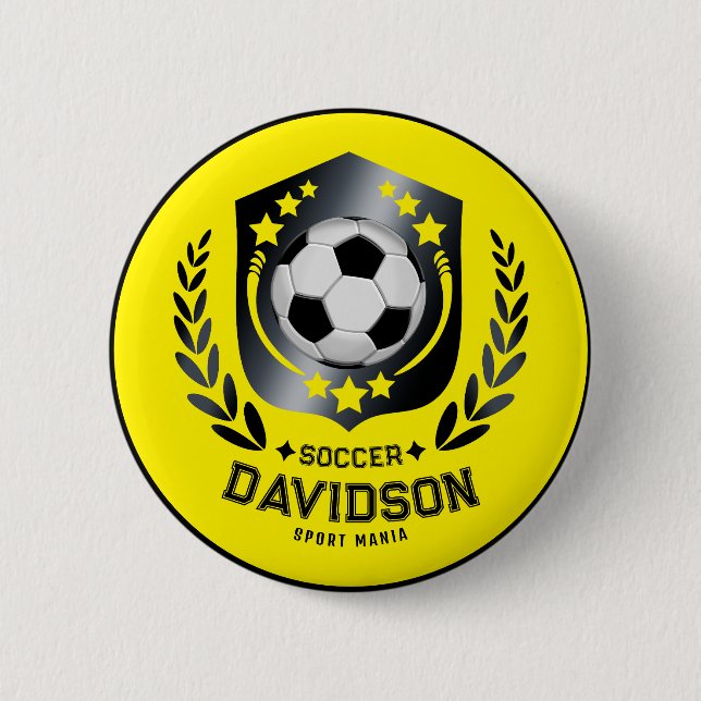 Gelb und Schwarz Benutzerdefiniertes Fußballname-G Button (Vorderseite)