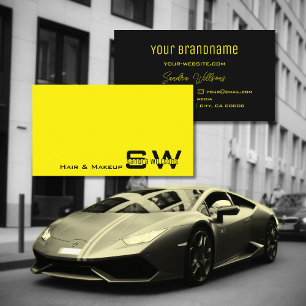 Gelb und schwarz einfach mit Monogramm Visitenkarte