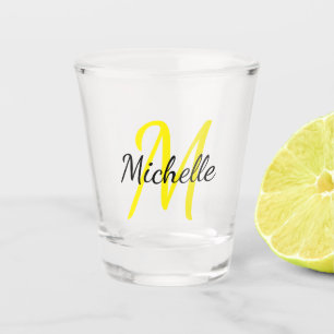 Gelb und Schwarz Einfache Monogram Klassische Tren Schnapsglas