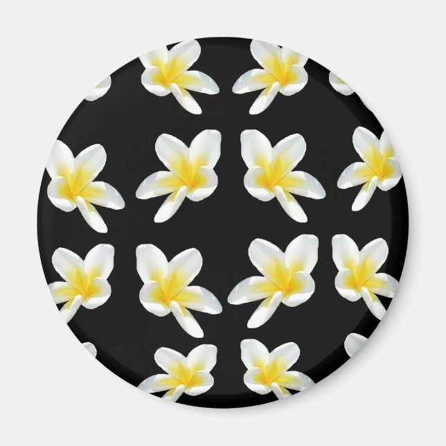 gelb und schwarz-Frangipani-Muster, Magnet (Vorne)