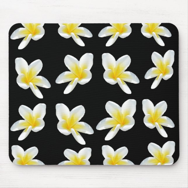 gelb und schwarz-Frangipani-Muster, Mousepad (Vorne)