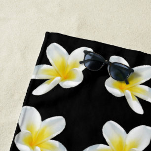 gelb und schwarz-Frangipani-Muster, Strandtuch