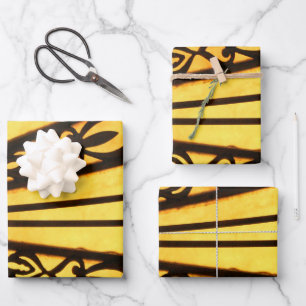 Gelb und Schwarz Geschenkpapier Set
