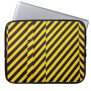 Gelb und schwarz gestreifte Spinnstoffe Laptopschutzhülle