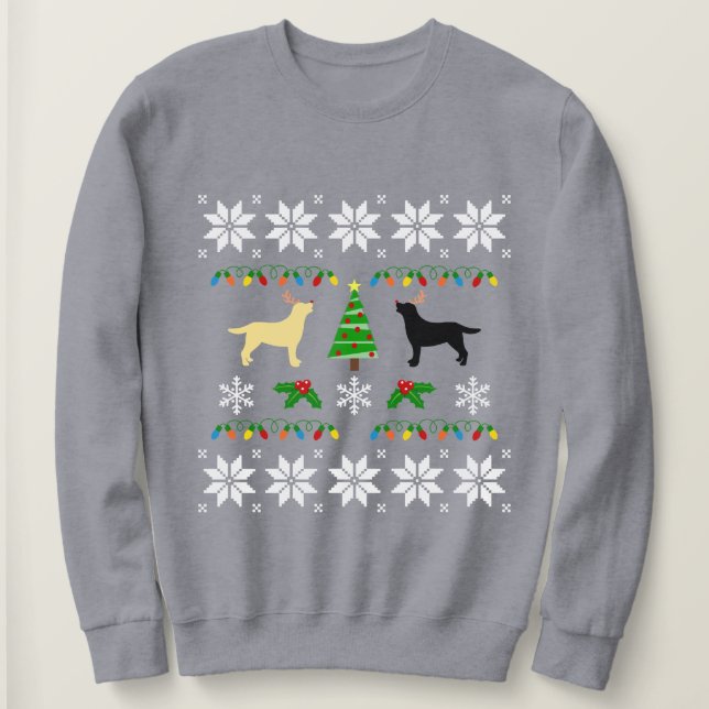 Gelb und schwarz Labrador Ugly Christmas Sweatshirt (Design vorne)