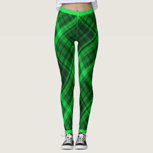 Gelb und Schwarz Mode Diagonal Madras Muster Leggings