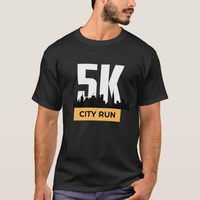 Gelb und schwarz Moderner 5K City Run T - Shirts (Vorderseite)