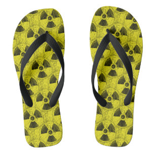 Gelb- und Schwarz-Radioactive Hazmat Grunge Muster Flip Flops