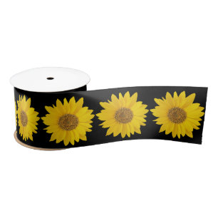 Gelb- und Schwarz-Sonnenblumenmuster Satinband