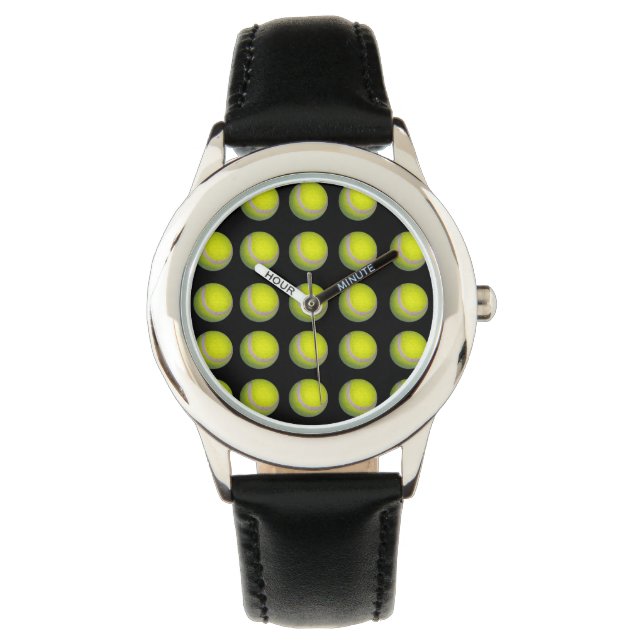 Gelb- und Schwarz-Tennis-Ball-Muster, Armbanduhr (Vorderseite)