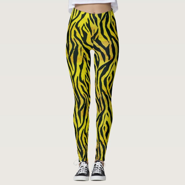Gelb- und Schwarz-Zebra Leggings (Vorderseite)