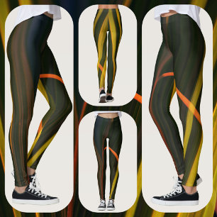 Gelb und schwarzes natürliches Abstrakt Leggings