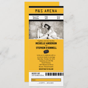 Gelb- und Schwarzhockeysportticket Hochzeit Einladung