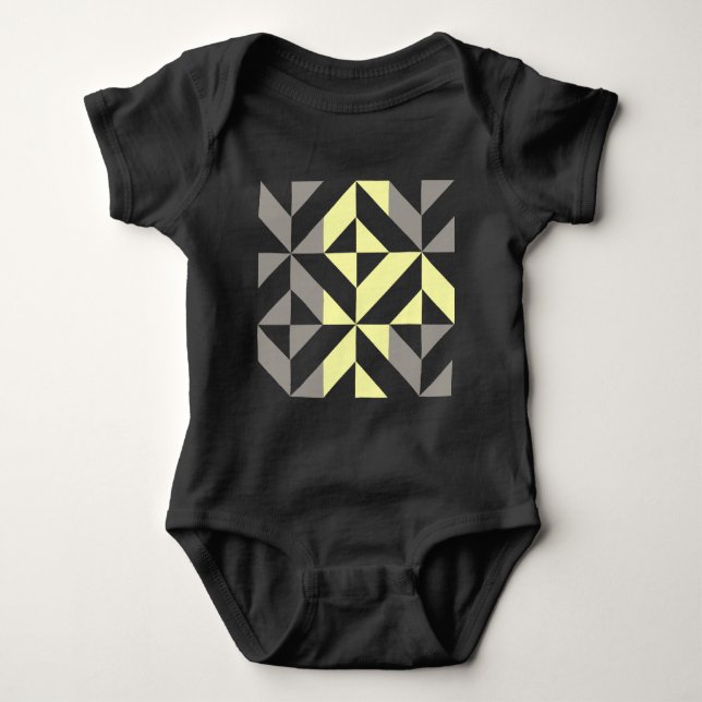 Gelb und silber Geometric ZigZag Baby Strampler (Vorderseite)