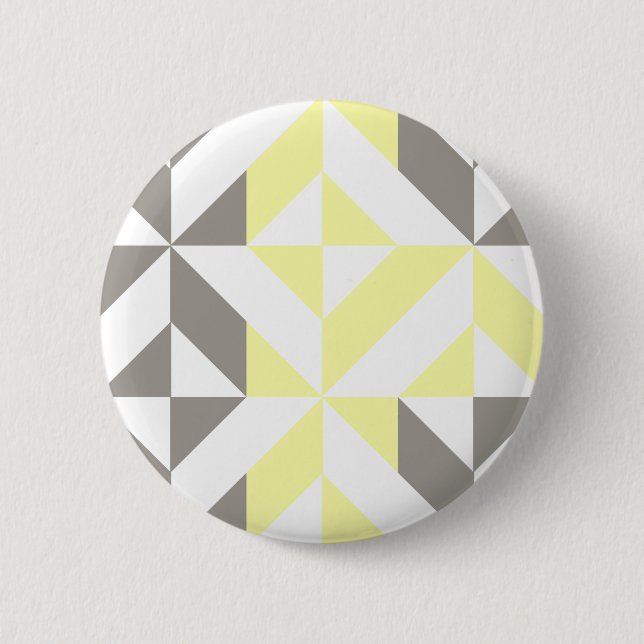 Gelb und silber Geometric ZigZag Button (Vorderseite)
