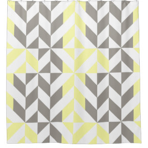 Gelb und silber Geometric ZigZag Duschvorhang
