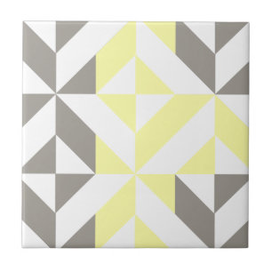 Gelb und silber Geometric ZigZag Fliese