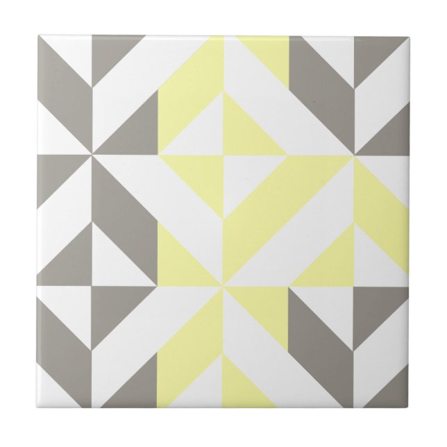 Gelb und silber Geometric ZigZag Fliese (Vorderseite)