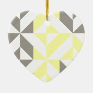 Gelb und silber Geometric ZigZag Keramik Ornament
