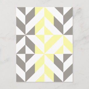 Gelb und silber Geometric ZigZag Postkarte