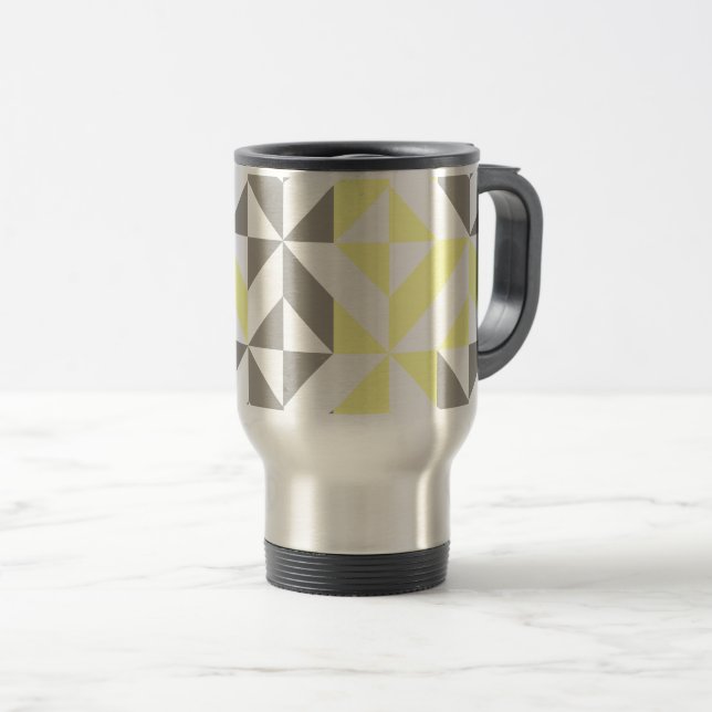 Gelb und silber Geometric ZigZag Reisebecher (VorderseiteRechts)