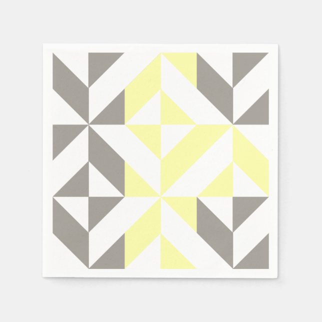 Gelb und silber Geometric ZigZag Serviette (Vorderseite)